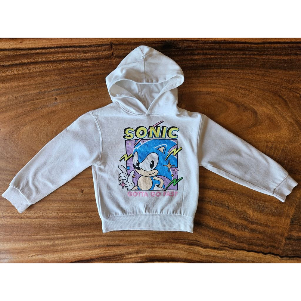 Boys Tucker + Tate Sonic Graphic Hoodie Size 6 White Blue